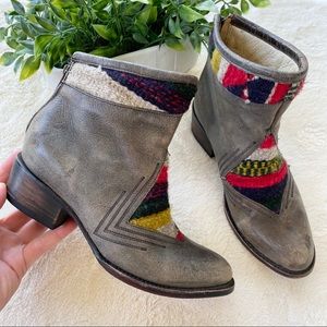 Freebird aztlo wool Kilim leather ankle boots 6